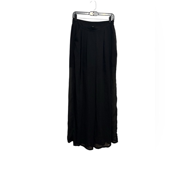 uno core Pants - Sheer Black Wide Leg Pants for Women